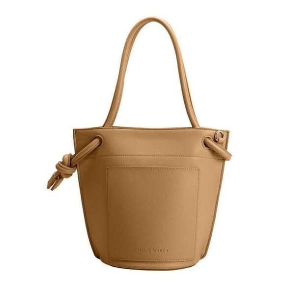 MELIE BIANCO Miriam vegan leather top handle bucket satchel crossbody - Tan - Picture 6 of 9